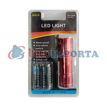 LINTERNA 9 LED EN BLISTERS  PILAS INC AAA LH-1926