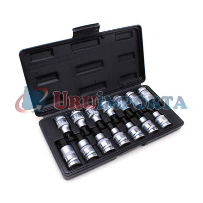JUEGO DE DADO PUNTA TORX Y HEXA 1/2” 14 PZ TUP014