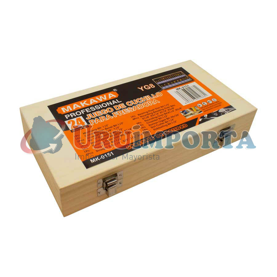 FRESAS 24PZ 1/4 EN CAJA DE MADERA MAKAWA MK-0151