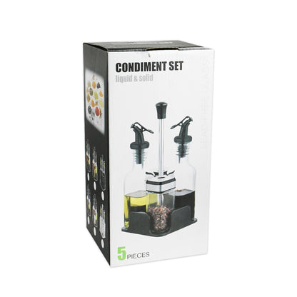 CONDIMENTERO DISPENSADOR 4PZ SOPORTE NEGRO LH-4203