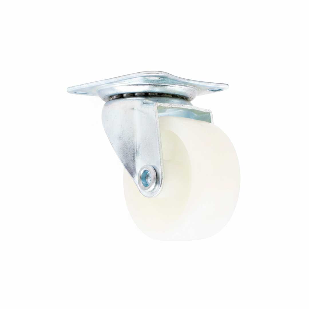 RUEDA PLASTICA BLANCA 2″ BASE METAL GIRATOR LH-558