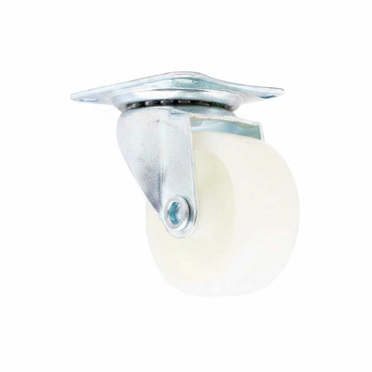 RUEDA PLASTICA BLANCA 2.5″ BASE METAL GIRATO LH559
