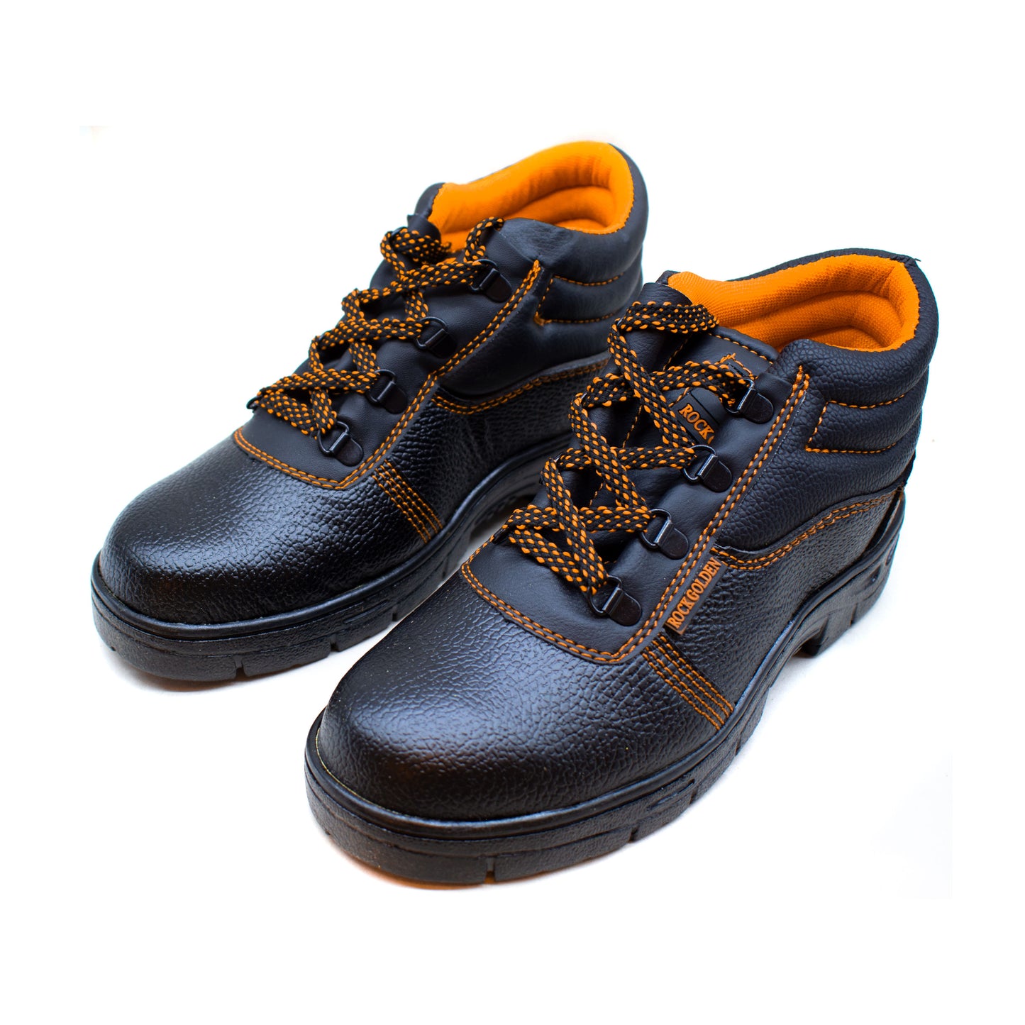 BOTA DE CUERO NEGRO/NARANJA LH-1424
