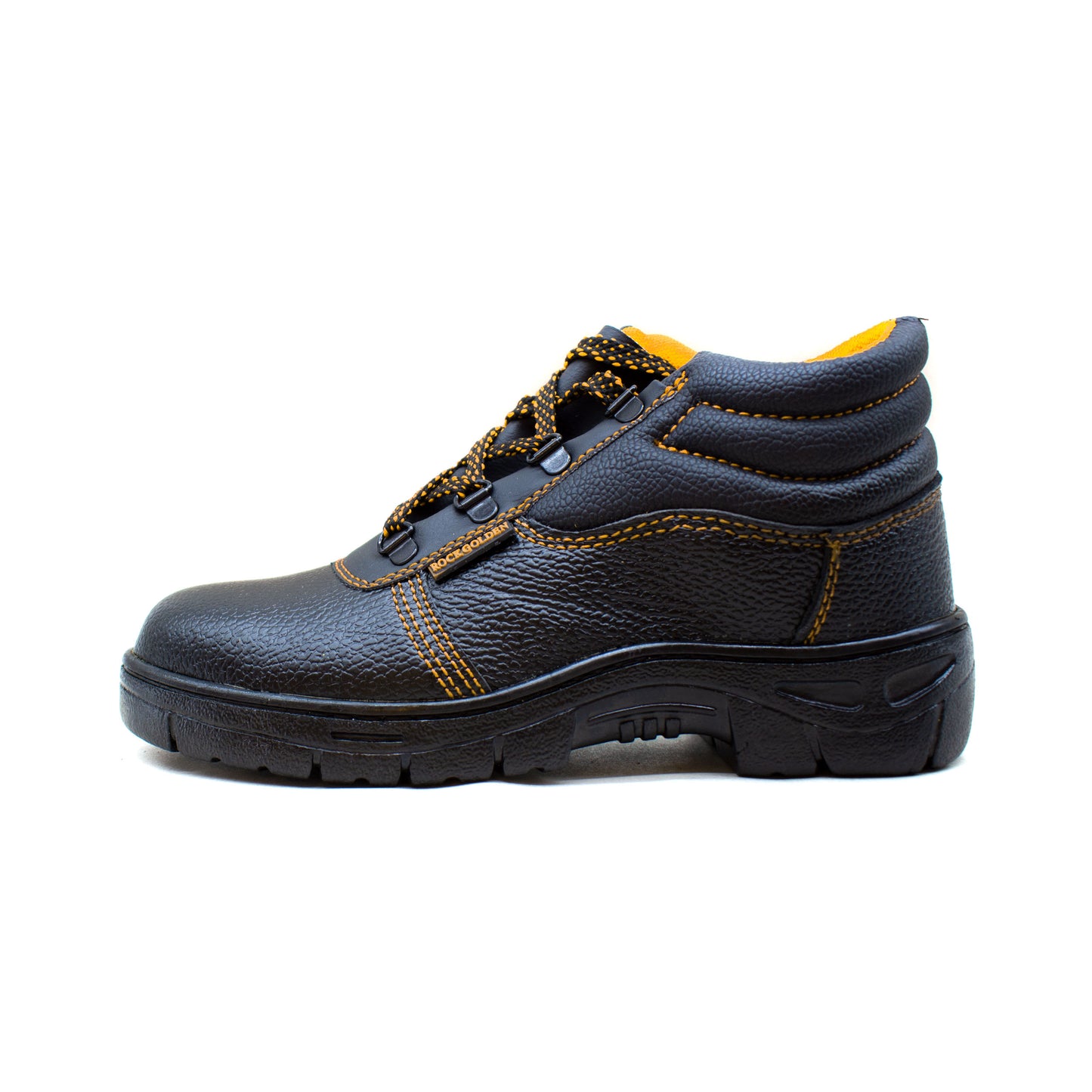 BOTA DE CUERO NEGRO/NARANJA LH-1424