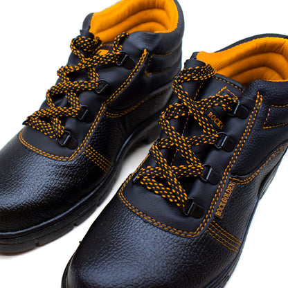 BOTA DE CUERO NEGRO/NARANJA LH-1424