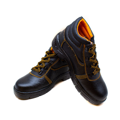 BOTA DE CUERO NEGRO/NARANJA LH-1424