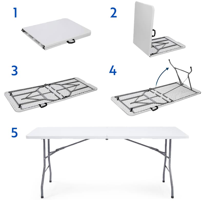 MESA PLEGABLE BLANCA 180X74X74 LH-4270