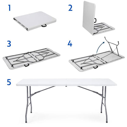 MESA PLEGABLE BLANCA 180X74X74 LH-4270