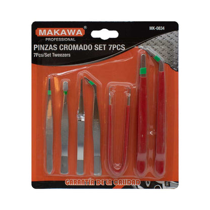 PINZAS DE PRECISION 7PZ EN BLISTERS MAKAWA MK-0834