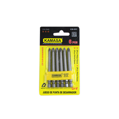 PUNTAS 6PZ PARA DESTORNILLADOR KAMASA KM-693