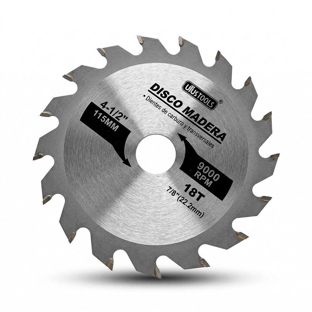 DISCO CORTE MADERA 4 1/2” 18D UYUSTOOLS DMA115