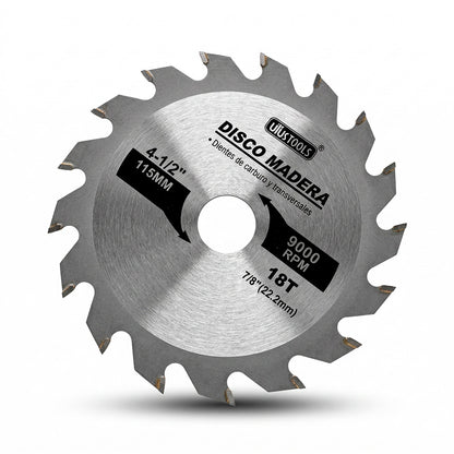 DISCO CORTE MADERA 4 1/2” 18D UYUSTOOLS DMA115