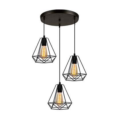 LAMPARA COLGAR JAULA 3 COPAS METALICA NEGRA LH2315