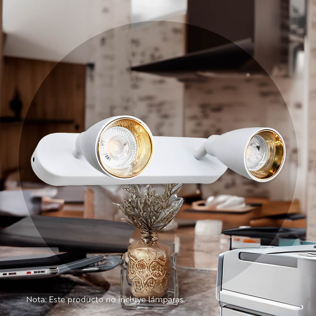 APLIQUE 2 LUCES BLANCO DORADO PARED-TECHO LH-3856