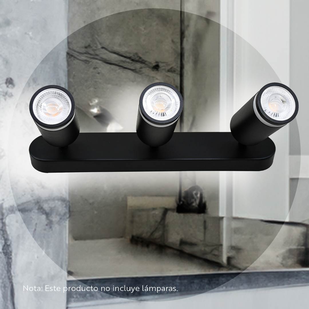 APLIQUE 3 LUCES NEGRO PARED-TECHO LH-3527