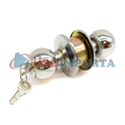 CERRADURA POMO PLATEADO REDONDO EN BLISTER LH-1848