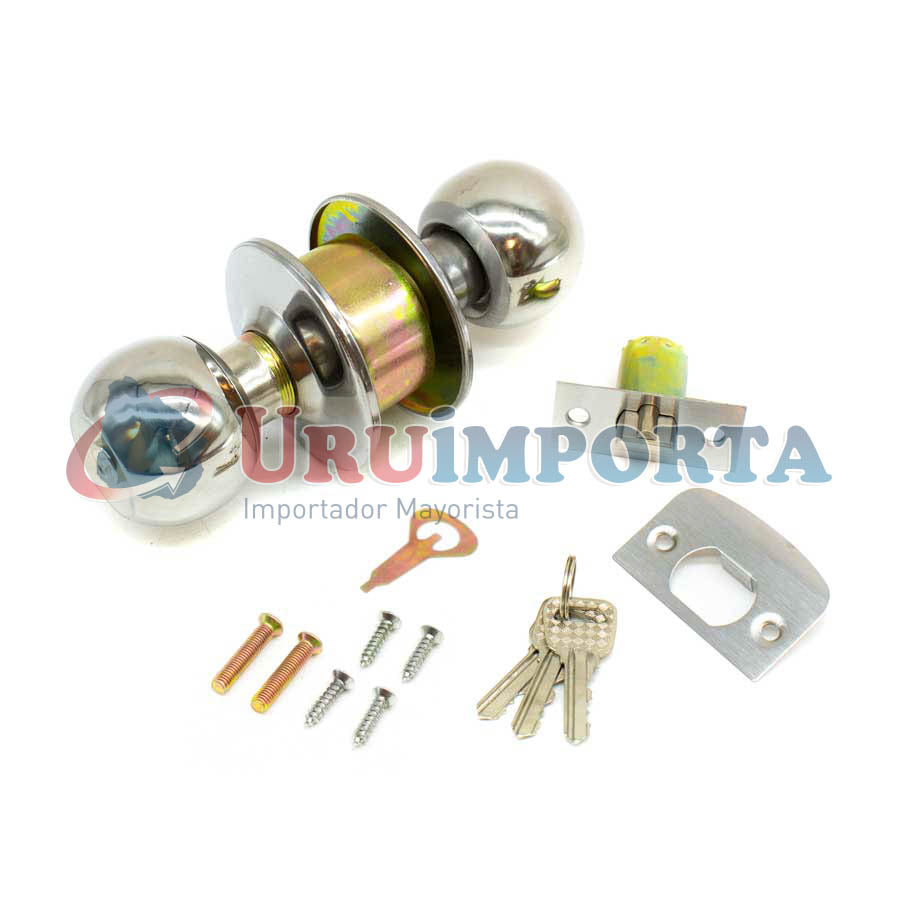 CERRADURA POMO PLATEADO REDONDO EN BLISTER LH-1848
