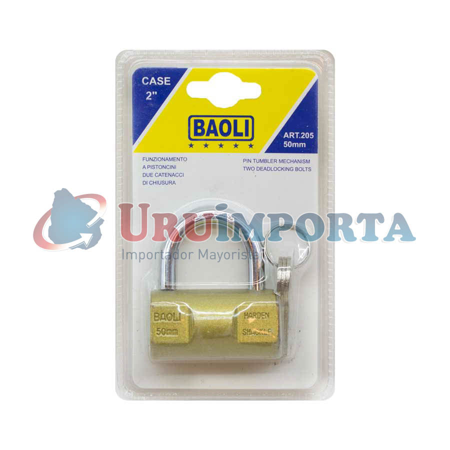 CANDADO BRONCEADO EN BLISTERS 50MM BAOLI LH-1275