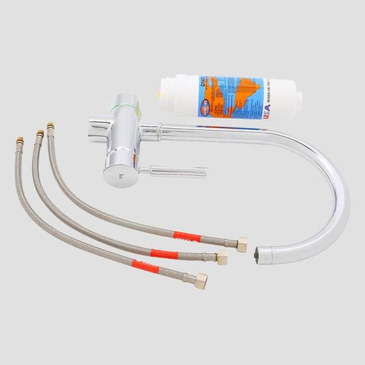 Grifo de cocina monomando con caño alto y función para agua filtrada (Filtro incluido)
