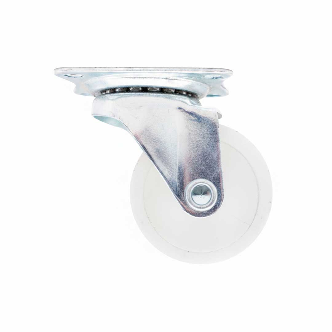 RUEDA PLASTICA BLANCA 3″ BASE METAL GIRATOR LH-560