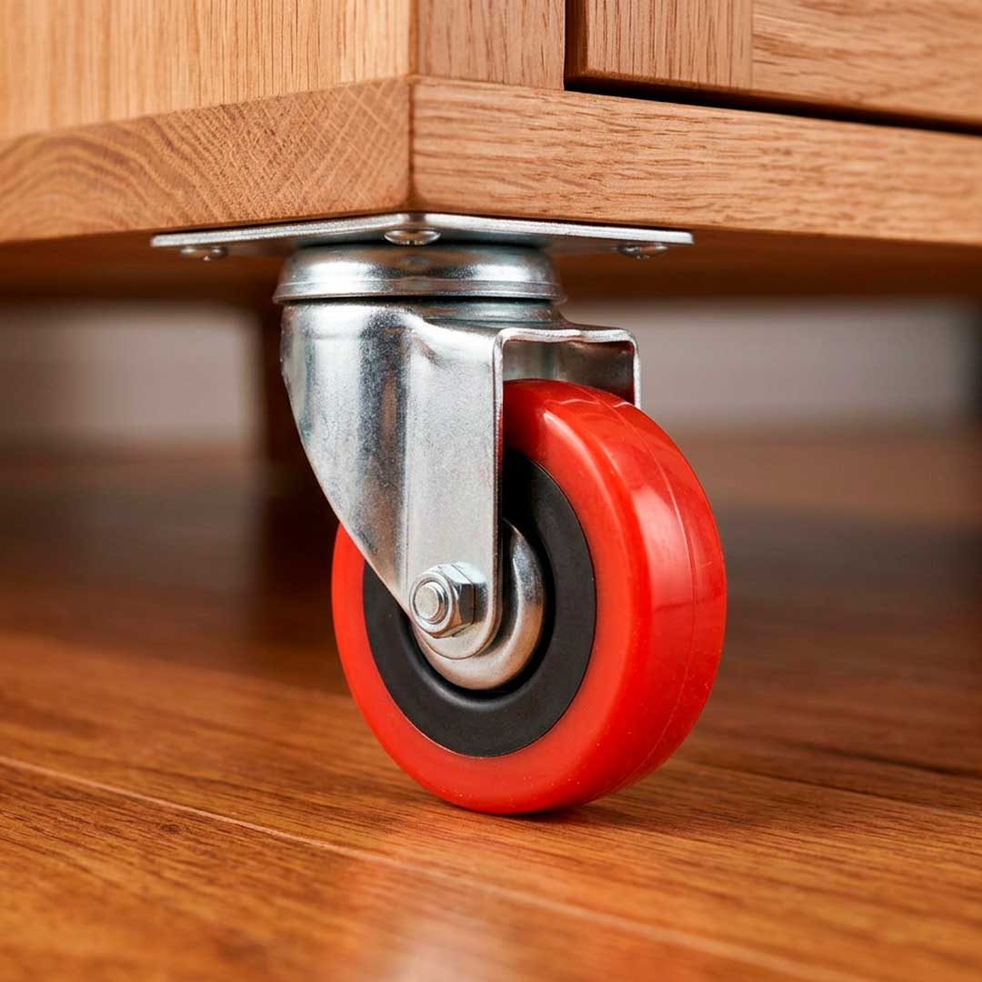 RUEDA ROJA C/BASE METALICA 2.5″ GIRATORIA LH-562
