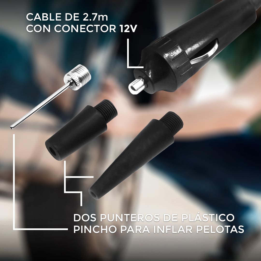 COMPRESOR 12V 2 EN 1 120PSI CON LUZ HX-302 LH-1736