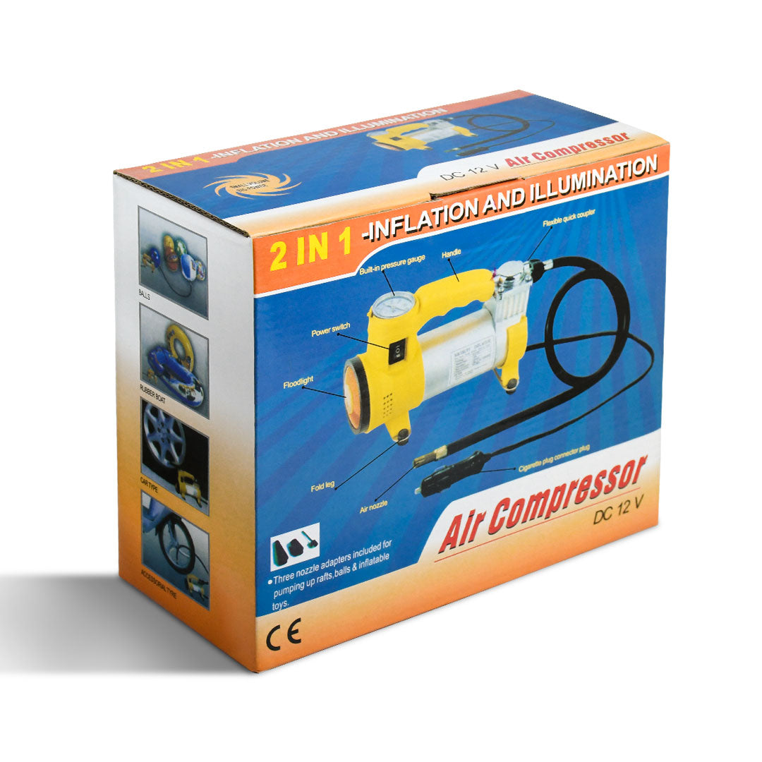COMPRESOR 12V 2 EN 1 120PSI CON LUZ HX-302 LH-1736