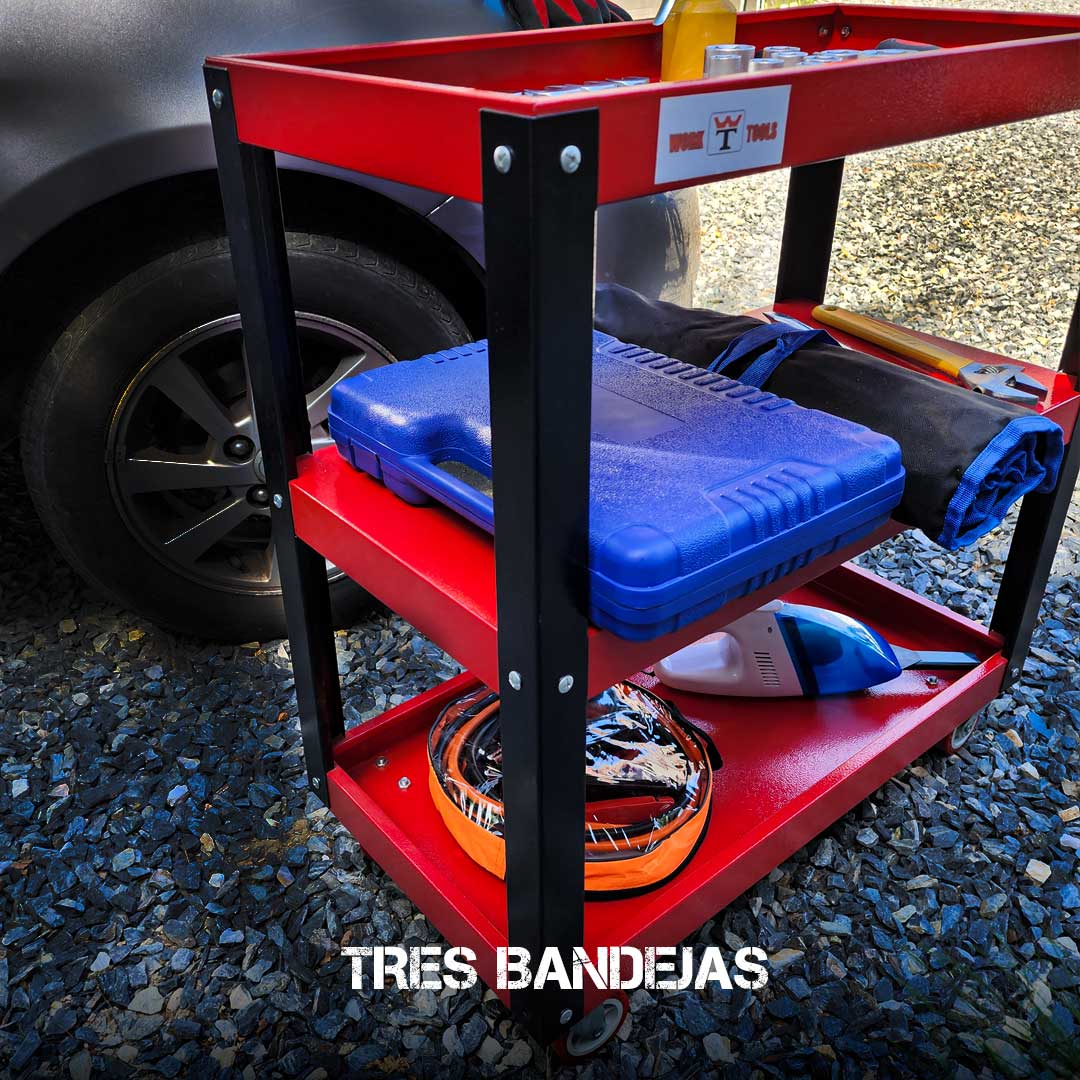 CARRO METALICO C/TRES BANDEJAS P/MECANICO