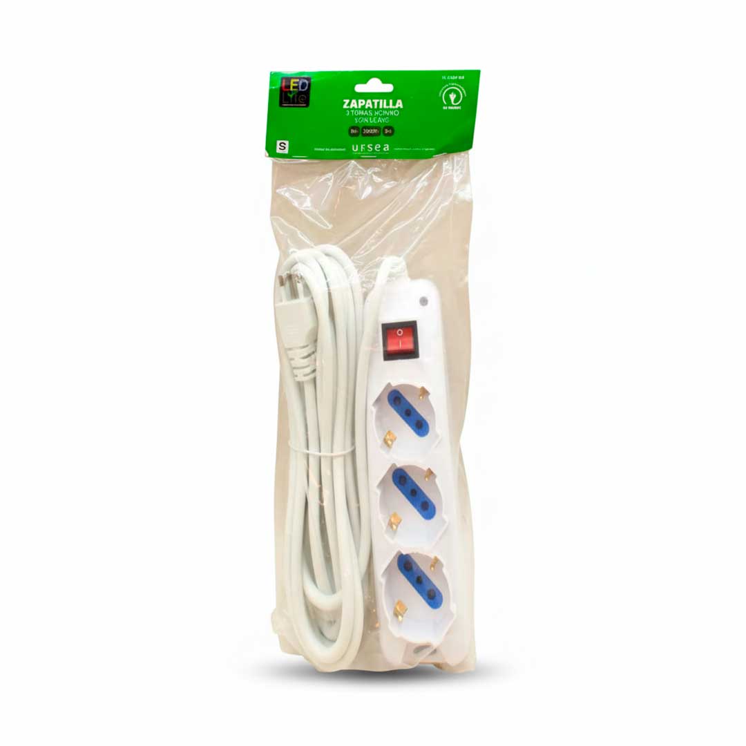 ALARGUE 3 TOMA SCHUK 5M C/LLAVE LED LIFE SL3503-5M