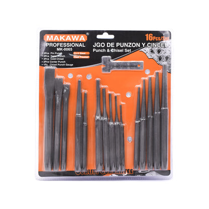 JUEGO 16PZ DE PUNZON Y CINCEL MAKAWA MK-0065
