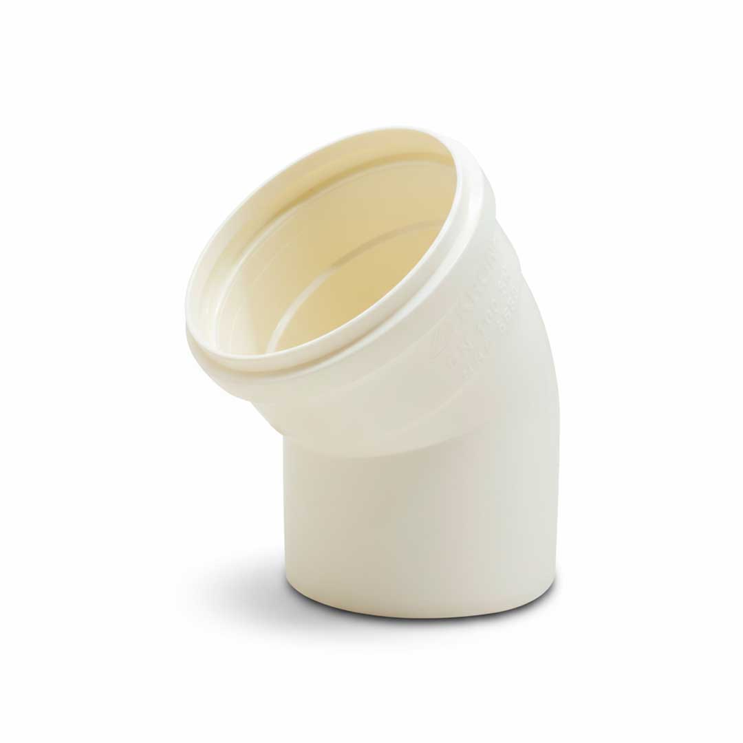 CODO 45 GRADOS 100MM BLANCO DE PVC KRONA K-614