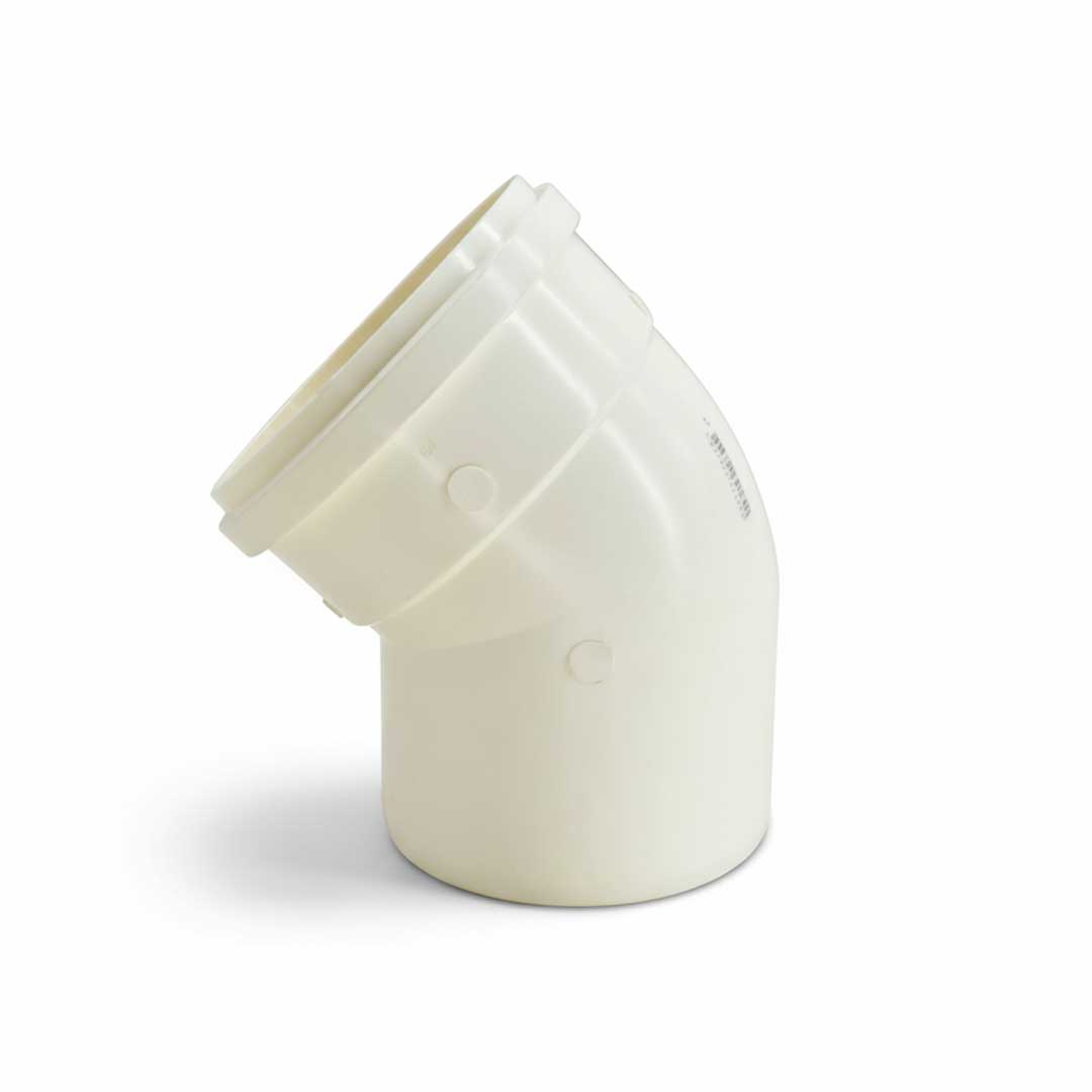 CODO 45 GRADOS 100MM BLANCO DE PVC KRONA K-614