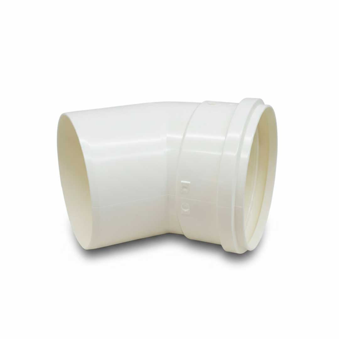 CODO 45 GRADOS 100MM BLANCO DE PVC KRONA K-614