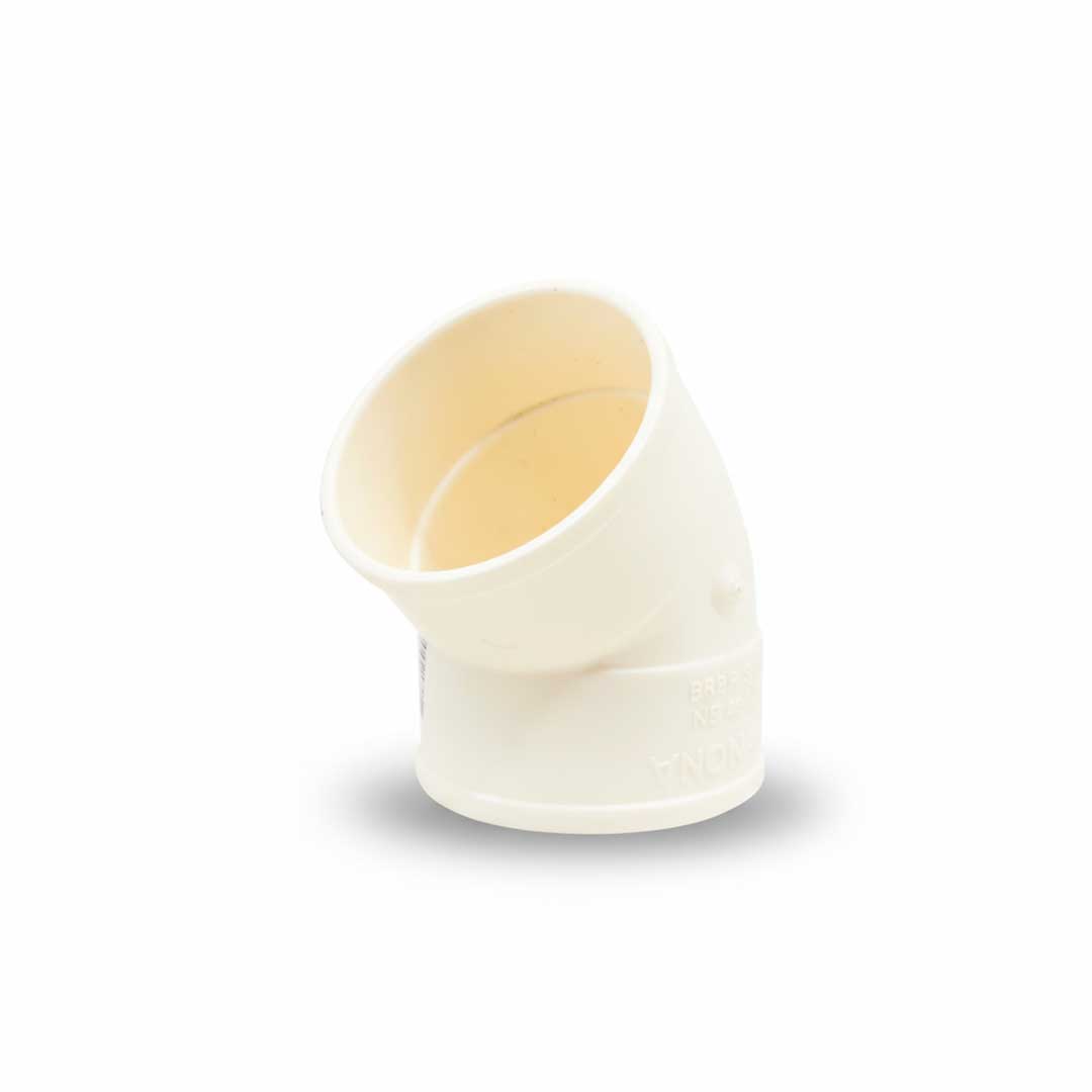 CODO 45 GRADOS 40MM BLANCO DE PVC KRONA K-611