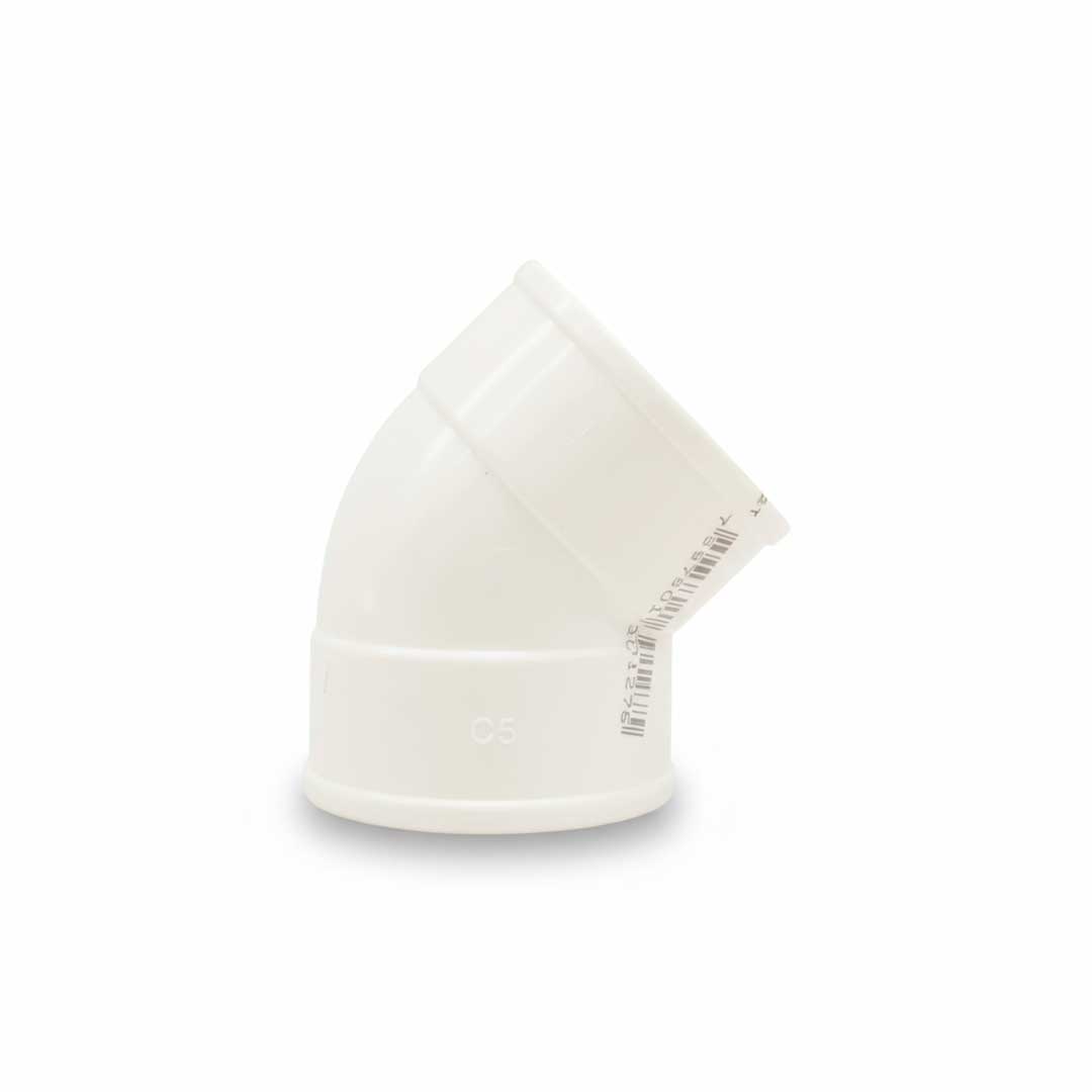 CODO 45 GRADOS 40MM BLANCO DE PVC KRONA K-611