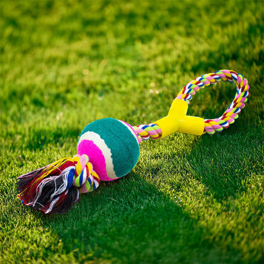 PELOTA CON CUERDA TIPO AGARRE P/MASCOTA LH-3345