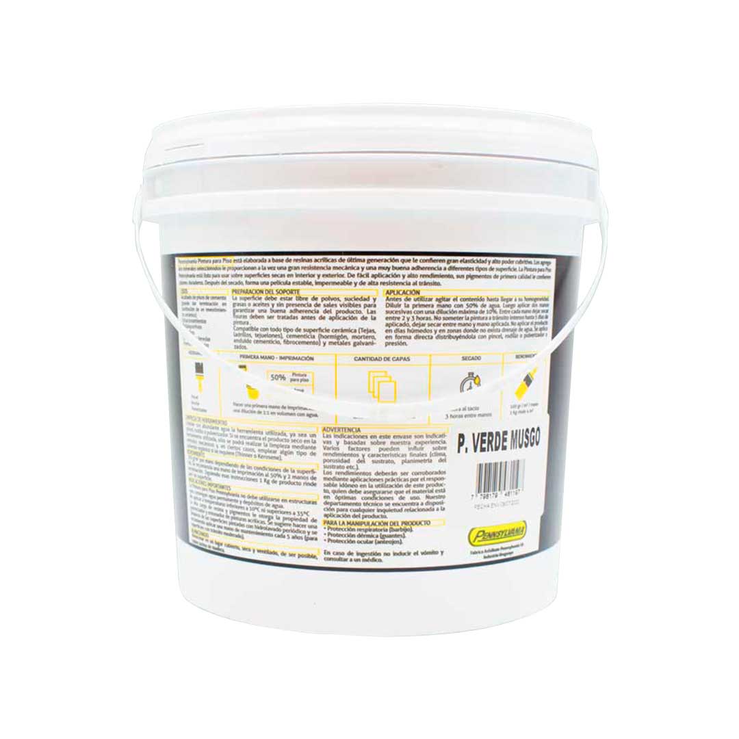 PINTURA PARA PISOS VERDE MUSGO 4 KILOS PENNSYLVAN