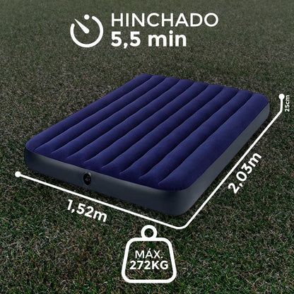 COLCHON INFLABLE 2PLAZA +INFLADOR+ALMOHADA LH-3251