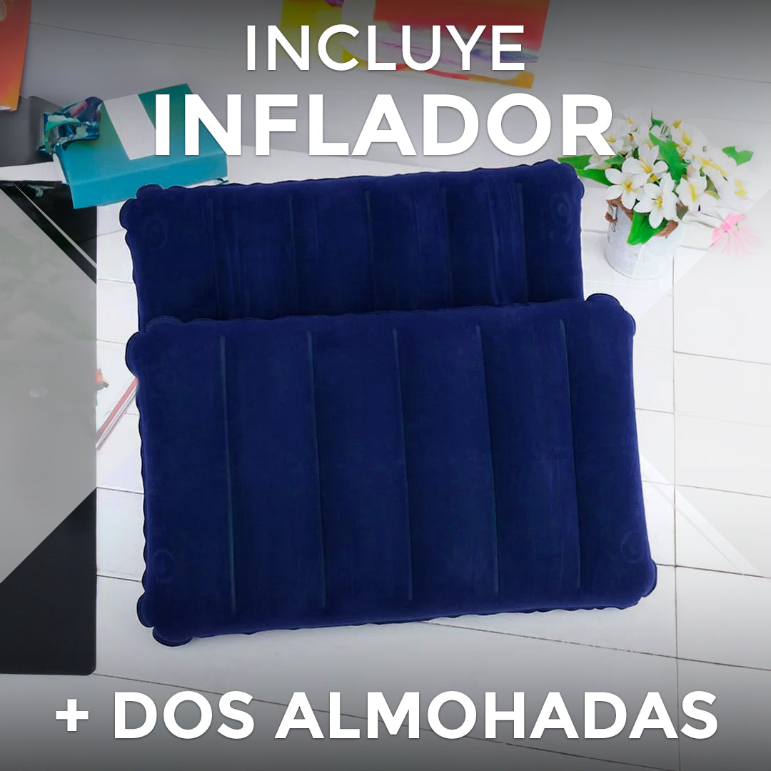 COLCHON INFLABLE 2PLAZA +INFLADOR+ALMOHADA LH-3251