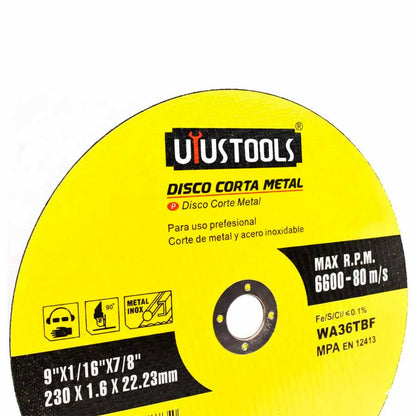 DISCO CORTE METAL 9” 1.6MM UYUSTOOLS DCM509