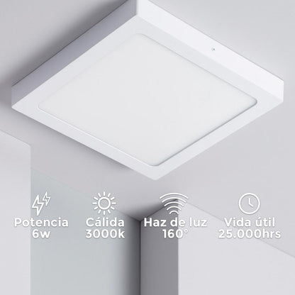 PLAFON 6W CUADRADO LUZ CALIDA LED LIFE LH-1770