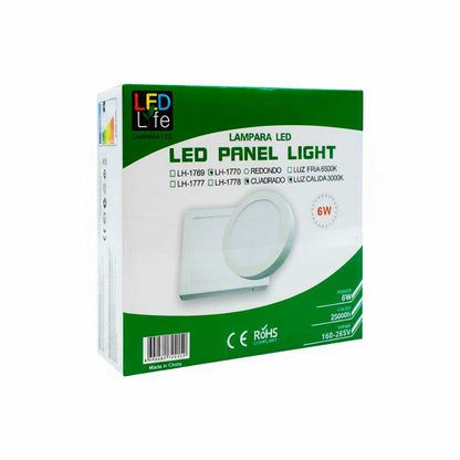 PLAFON 6W CUADRADO LUZ CALIDA LED LIFE LH-1770