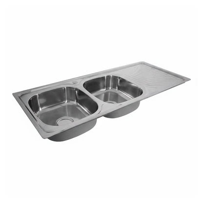 PILETA DOBLE ACERO INOXI 120X50 CM C/VALV LH-2884