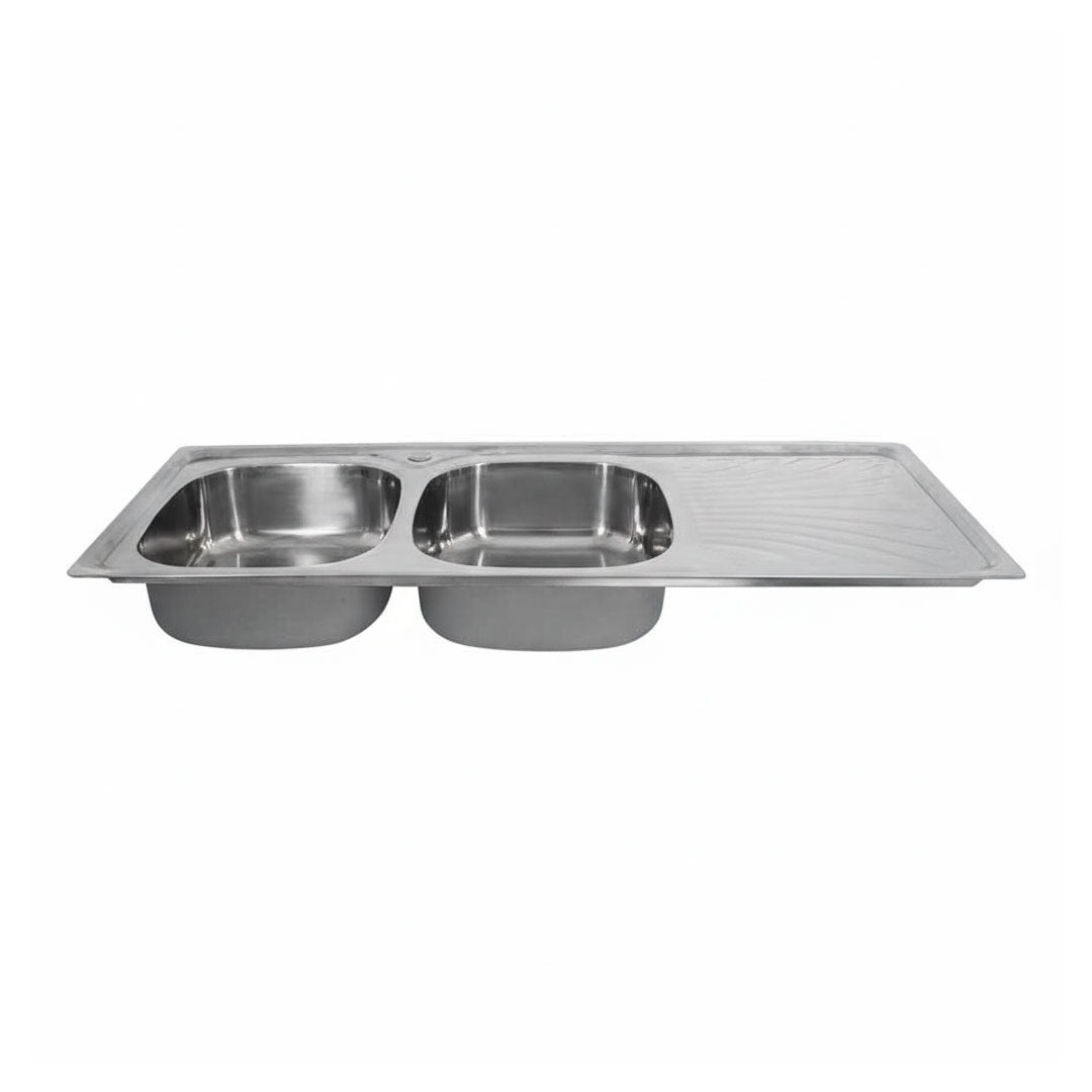PILETA DOBLE ACERO INOXI 120X50 CM C/VALV LH-2884