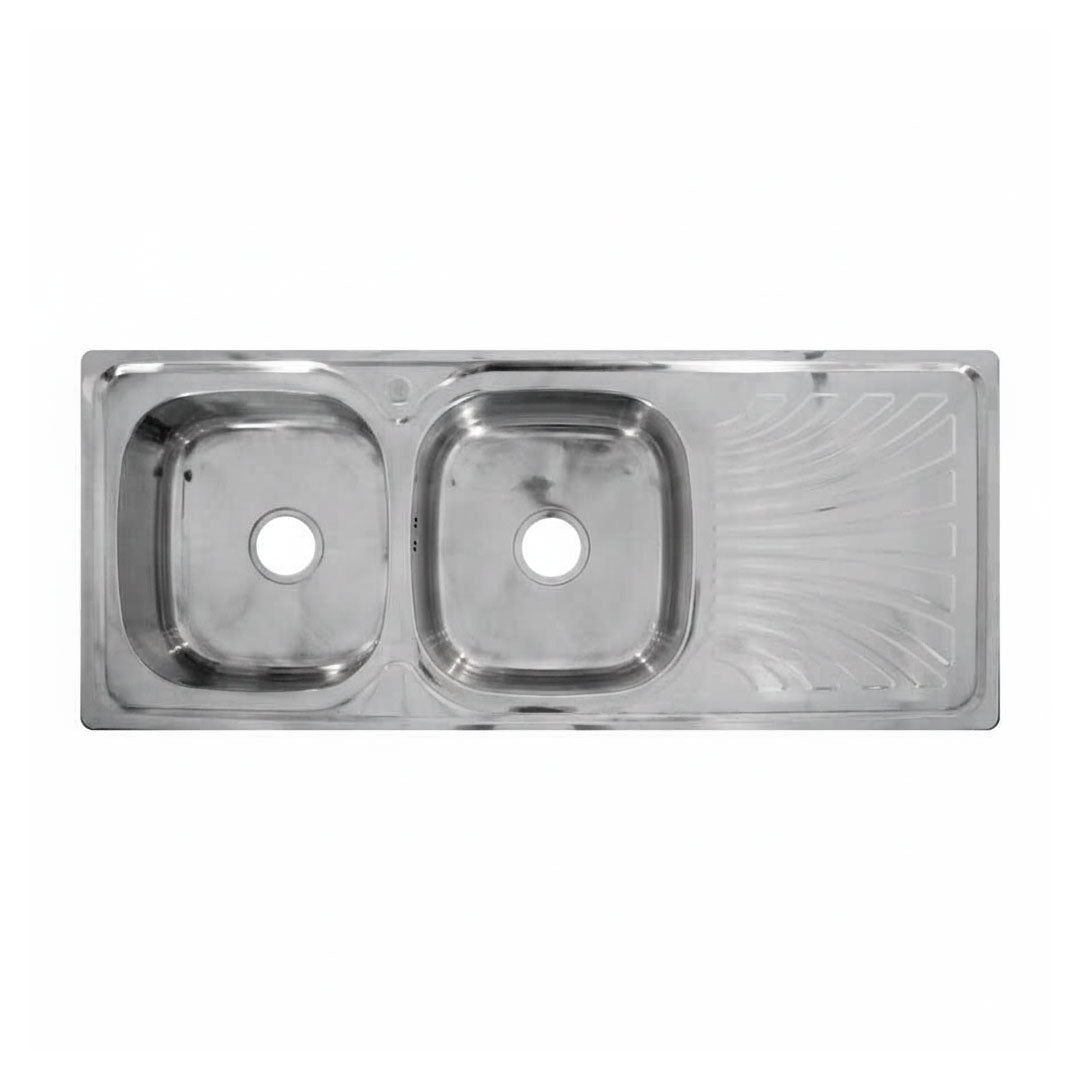 PILETA DOBLE ACERO INOXI 120X50 CM C/VALV LH-2884