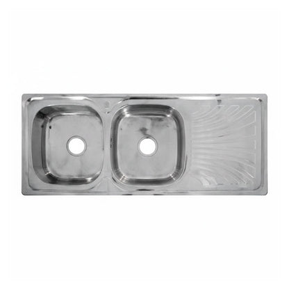 PILETA DOBLE ACERO INOXI 120X50 CM C/VALV LH-2884