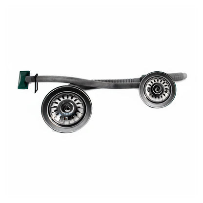 PILETA DOBLE ACERO INOXI 120X50 CM C/VALV LH-2884