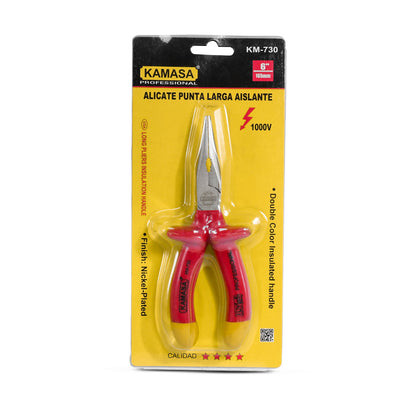 PINZA PUNTA 6 C/AISLA P/ELECTRICISTA KAMASA KM-730