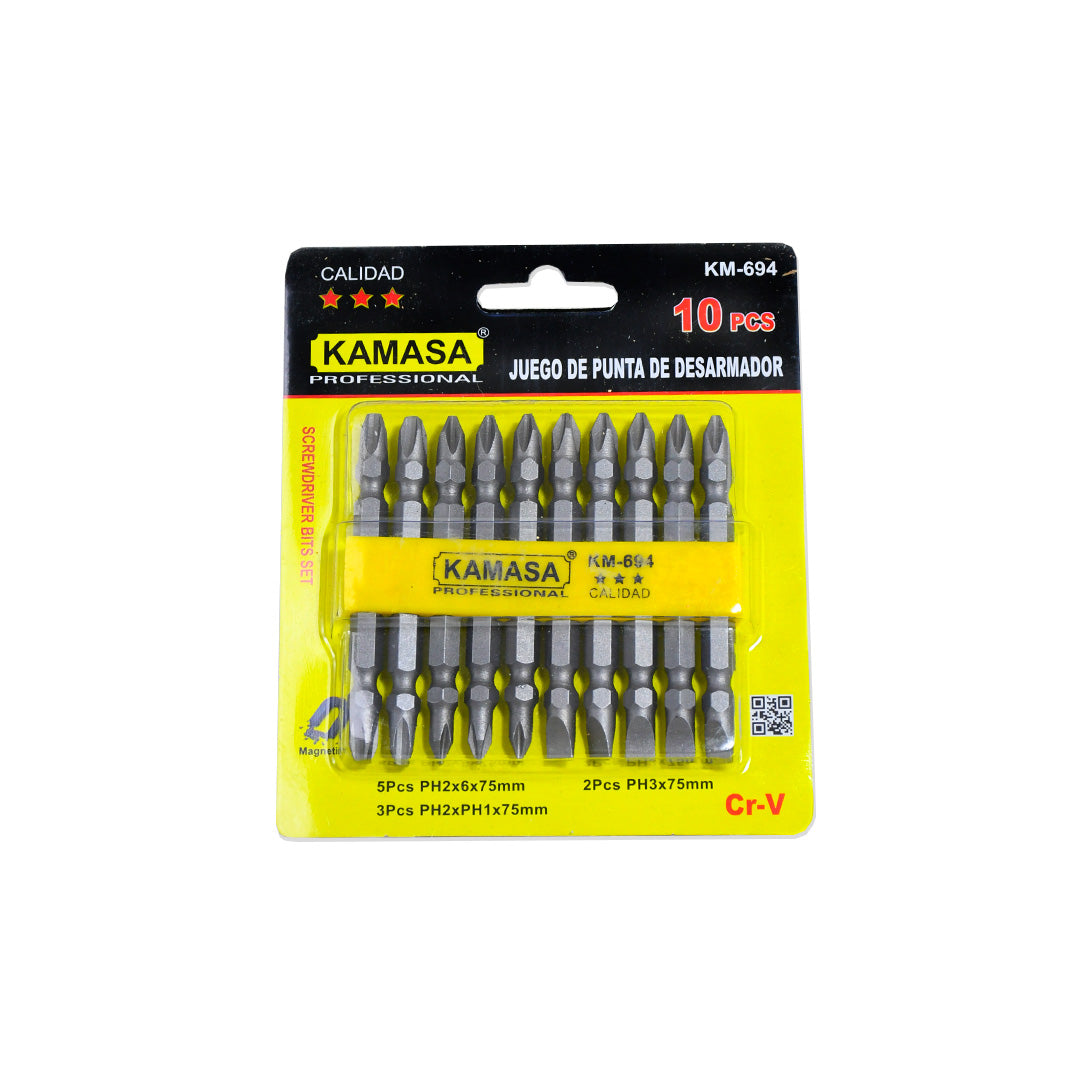 PUNTAS 10PZ PARA DESTORNILLADOR KAMASA KM-694