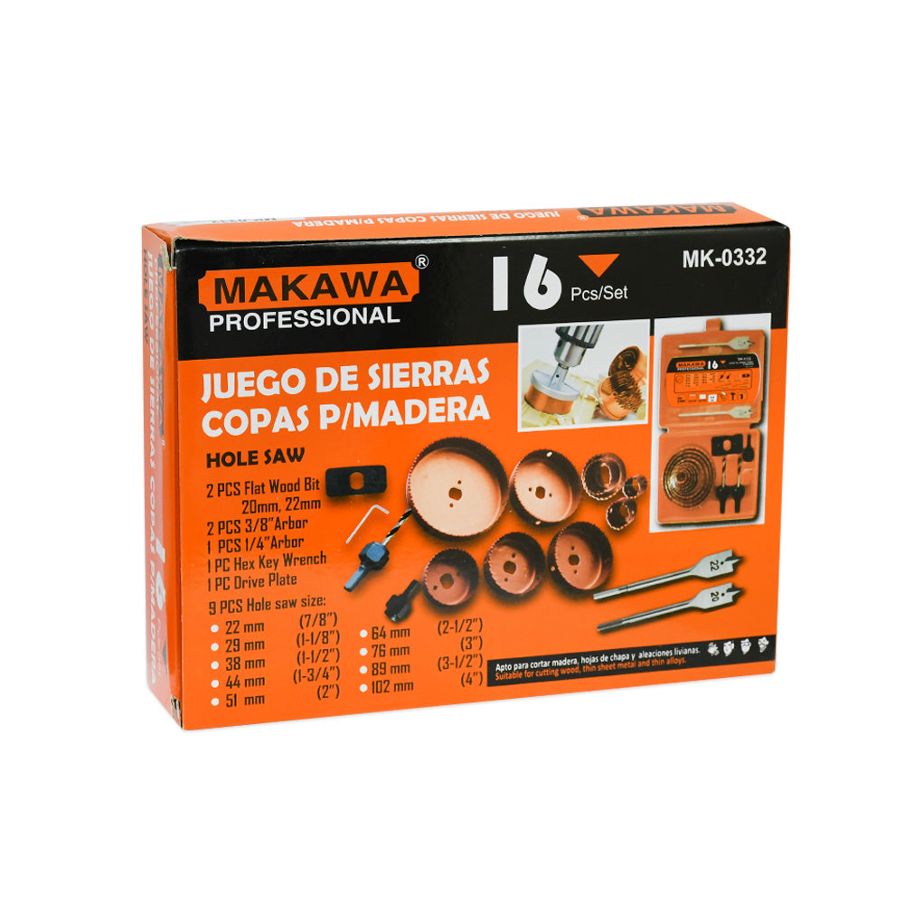 SIERRA COPA P/MADERA 16PZ 22-102MM MAKAWA MK-0332